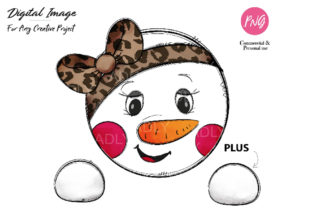 Brown Bow Girl Snowman Design Illustrations