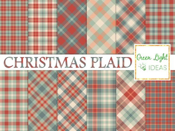 Christmas Plaid Tartan Digital Papers for Patterns