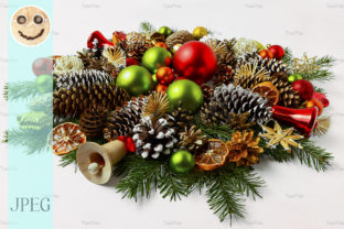 Christmas Wreath with Wooden Jingle Bell for Holiday Design