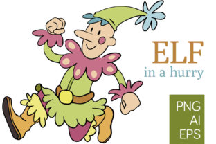 Elf in a Hurry - Vector Illustrations