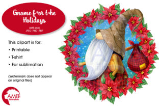 Gnome with Poinsettia Wreath AMB-2686