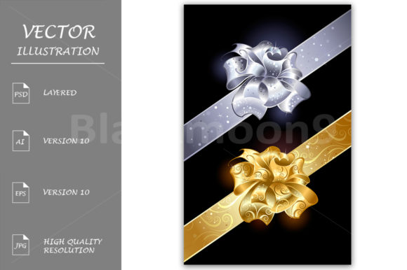 Gold and Silver Bows Illustrations for Local Branding