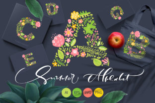 Hand Drawn Summer Flower Alphabet Illustrations