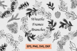 Hand Drawn Wreaths, Frames and Branches Illustrations