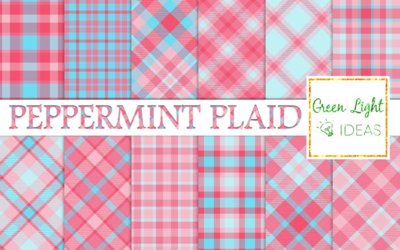 Peppermint Christmas Plaid Digital Paper Patterns